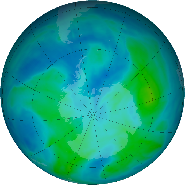 Antarctic ozone map for 27 February 2014